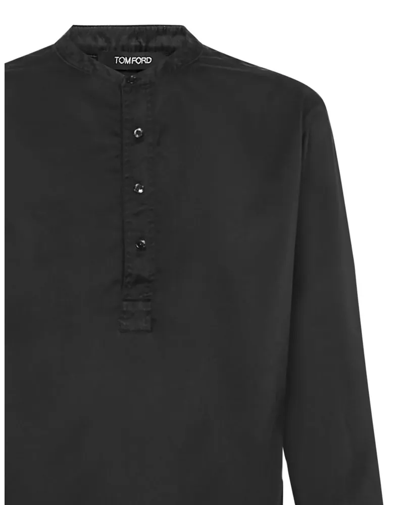 Tom Ford Men's Pajama Henley Brown Silk Sleepwear Brown