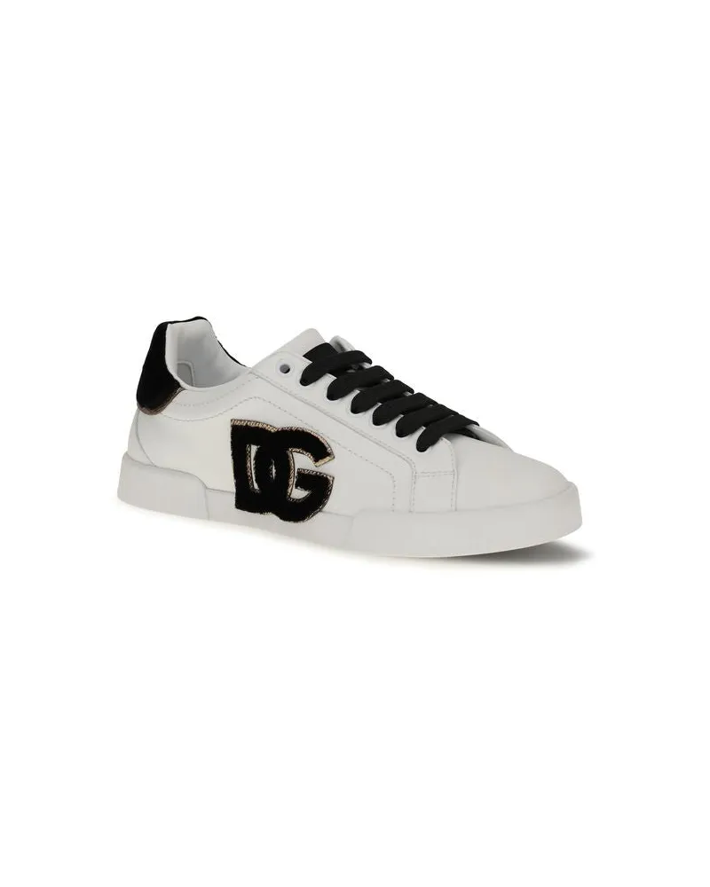 Dolce & Gabbana Women's White Calf Leather Bos Taurus Low Top Sneakers White