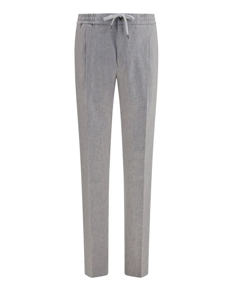 PT TORINO Men's Trousers Soft Pants Grey-Light Blue Fleece Wool (ovis Aries) Grey/light Gray
