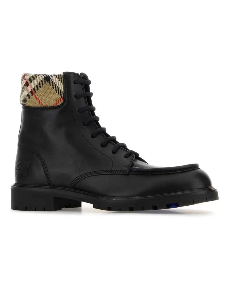 Burberry Men's Black Leather Ankle Boots Stivali Black