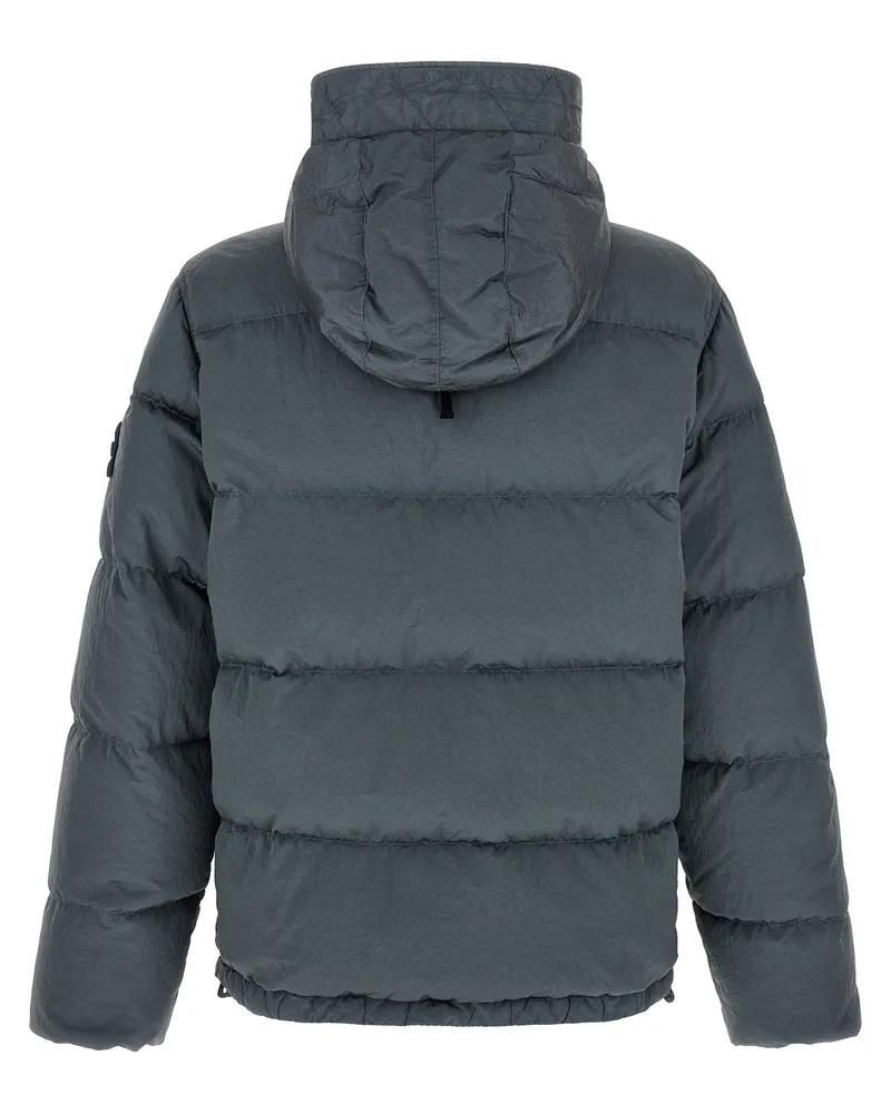 Stone Island Crumpled Effect Technical Fabric Down Jacket — Gray Gray