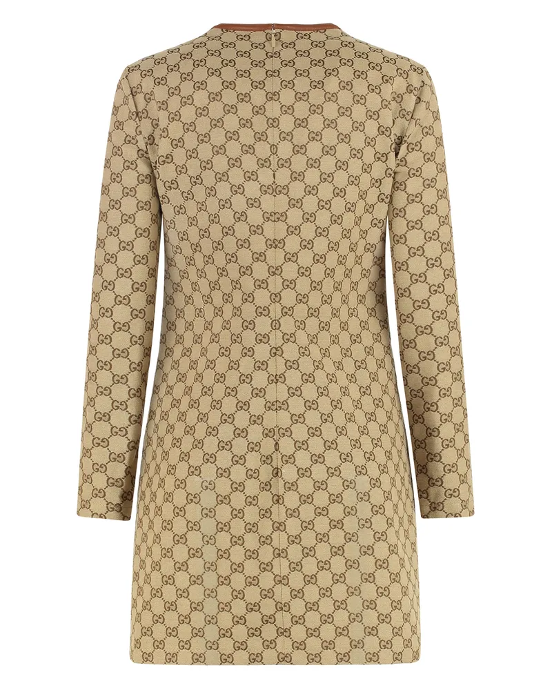 Gucci GG Jacquard with Horsebit Detail Dress — Beige Beige