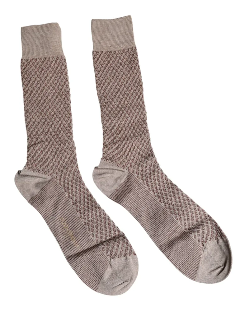 Dolce & Gabbana Brown Solid Dg Logo Mid Calf Men Socks Clothing Brown