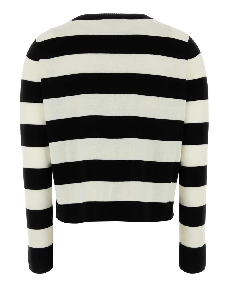 Max Mara Women's Embroidered Wool Viterbo Sweater Bianco Nero Exterior: Virgin Maglieria Multicolor