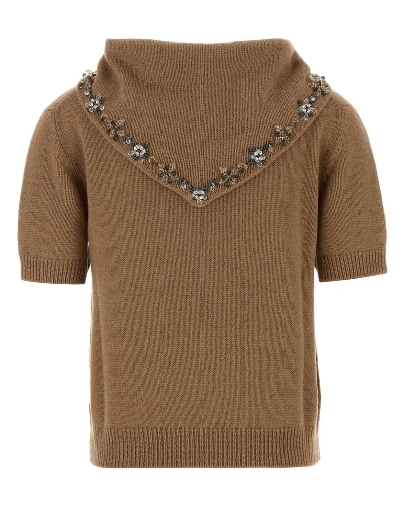 Prada Women's Camel Cashmere Sweater Cammello Exterior: Maglieria Beige