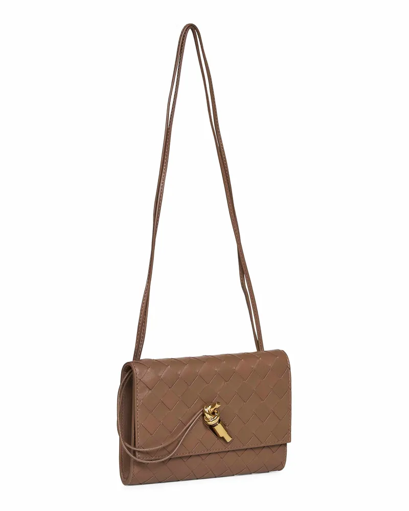 Bottega Veneta Women's Pouch Andiamo Mud Lambskin Brown