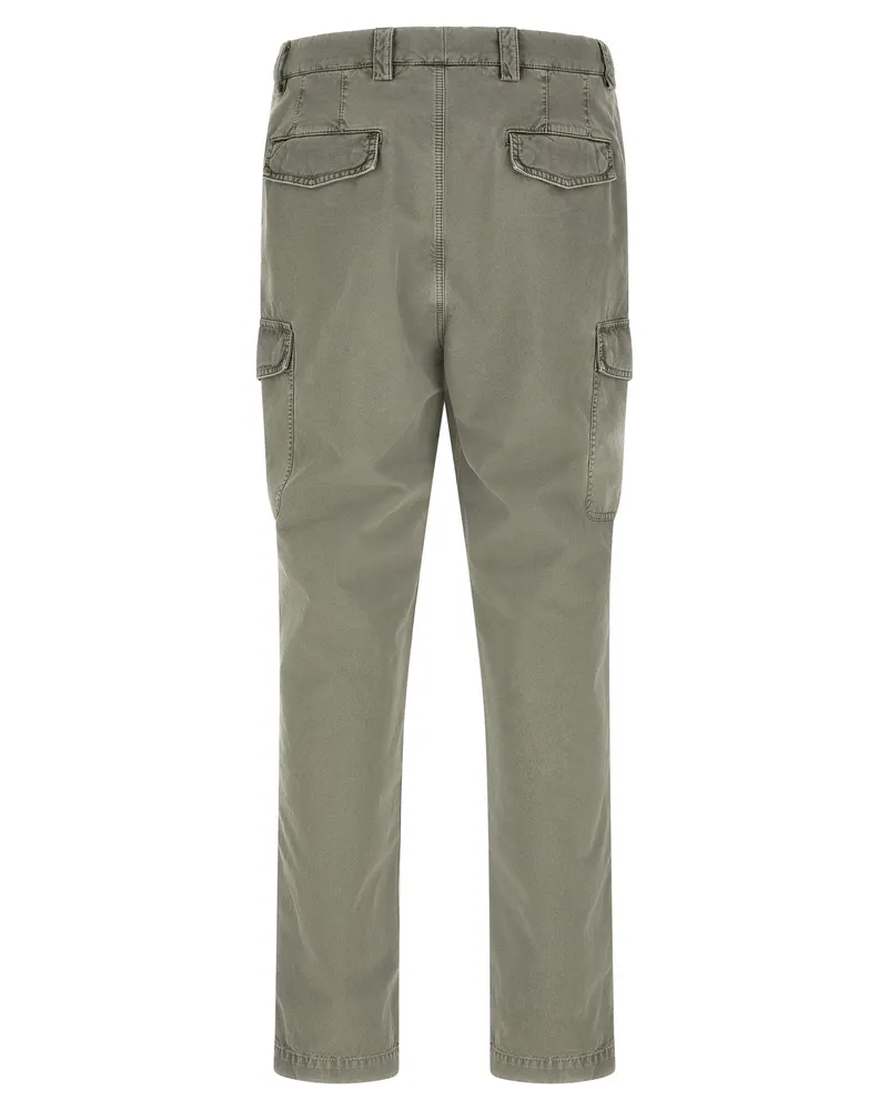 Brunello Cucinelli Garment-Dyed Cotton Cargo Pants — Gray-Green Gray-green