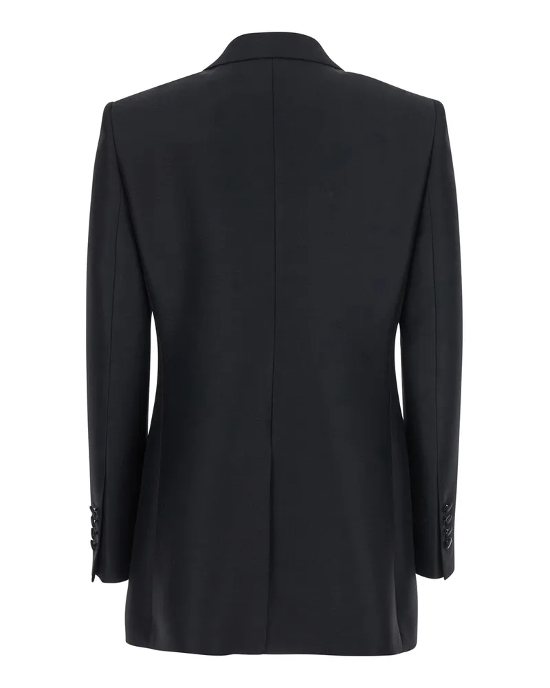 Dolce & Gabbana Women's Black Double-Breasted Wool And Silk Jacket Virgin Blazers Black