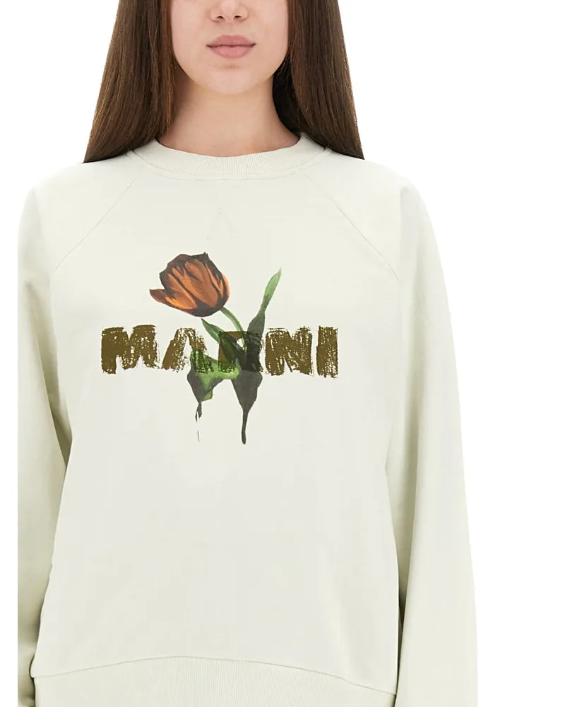Marni Tulip-Print Cotton Sweatshirt — White White
