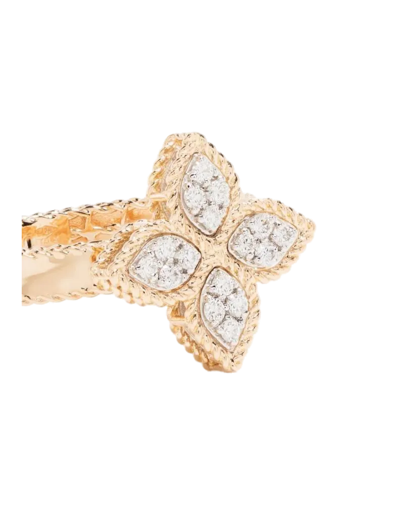 Roberto Coin Women's 18kt Rose Gold Diamond Princess Flower Ring Continuty Rose