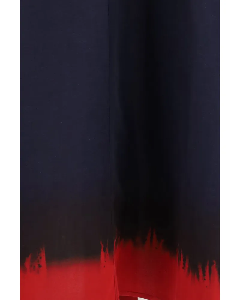 Tory Burch Women's Midi Dress With Balloon Sleeves Medium Navy-Red Viscose Navy/red Navy