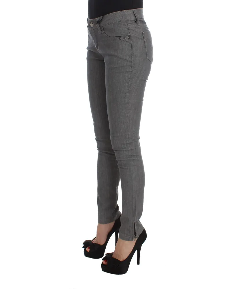 CoSTUME NATIONAL Women's Gray Cotton Blend Slim Fit Jeans Clothing Gray