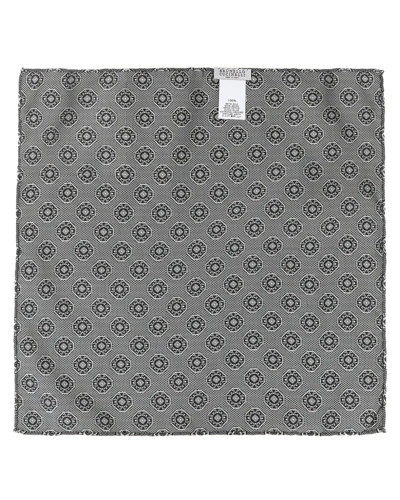 Brunello Cucinelli Silk Medallion-Pattern Clutch — Gray Gray