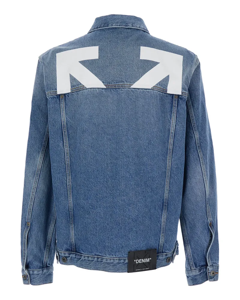 OFF-WHITE Men's Denim Jacket Blue Cotton Coat Blue