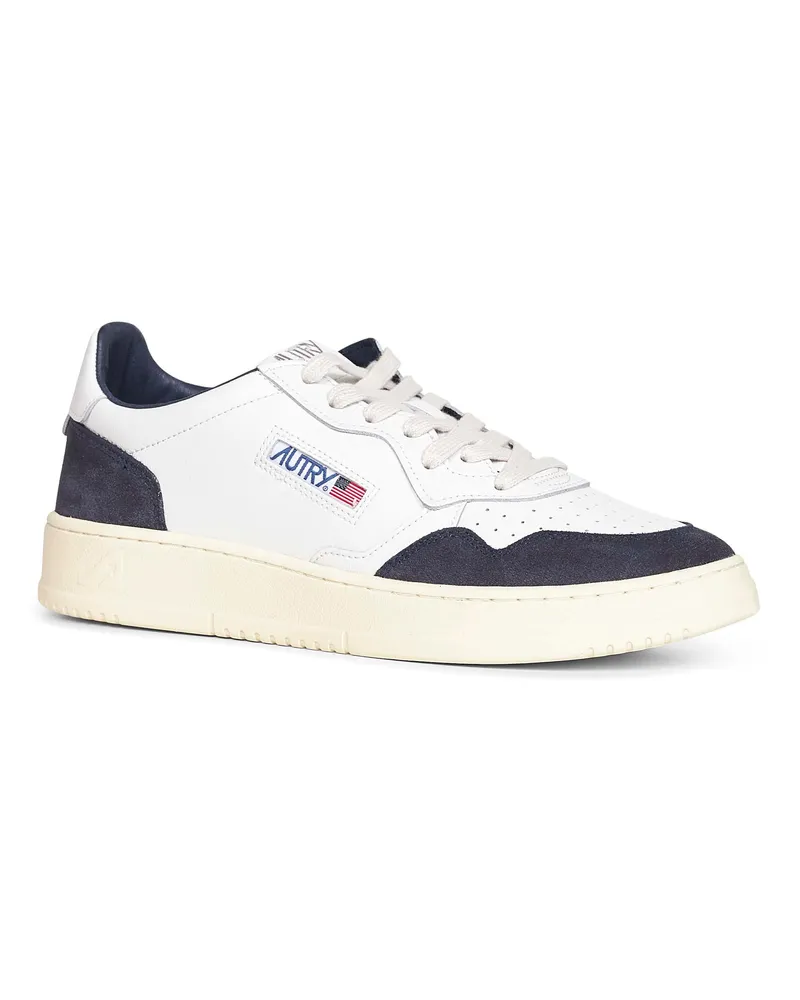 AUTRY Leather and Suede Low-Top Sneaker — White White