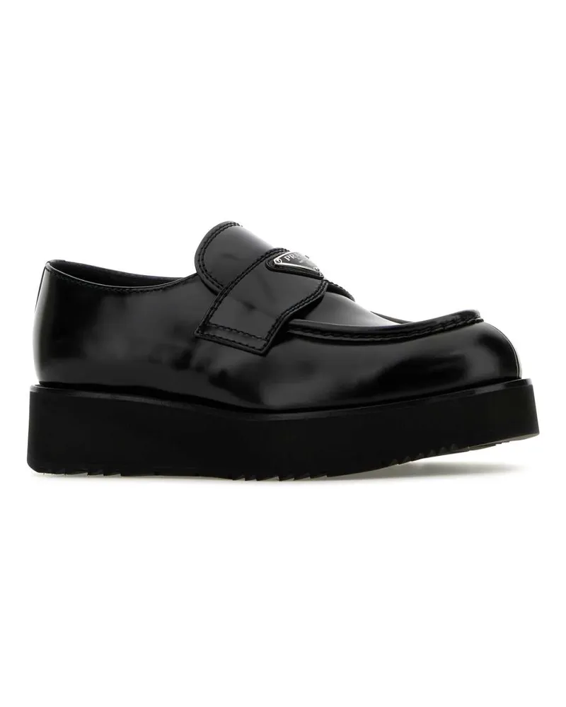 Prada Men's Black Leather Loafers Nero Mocassini Black