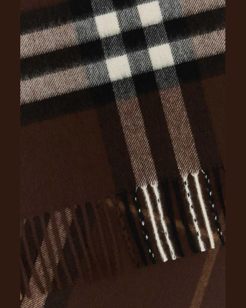 Burberry Unisex Embroidered Cashmere Scarf Treacle Sciarpe E Foulard Scarfs Brown