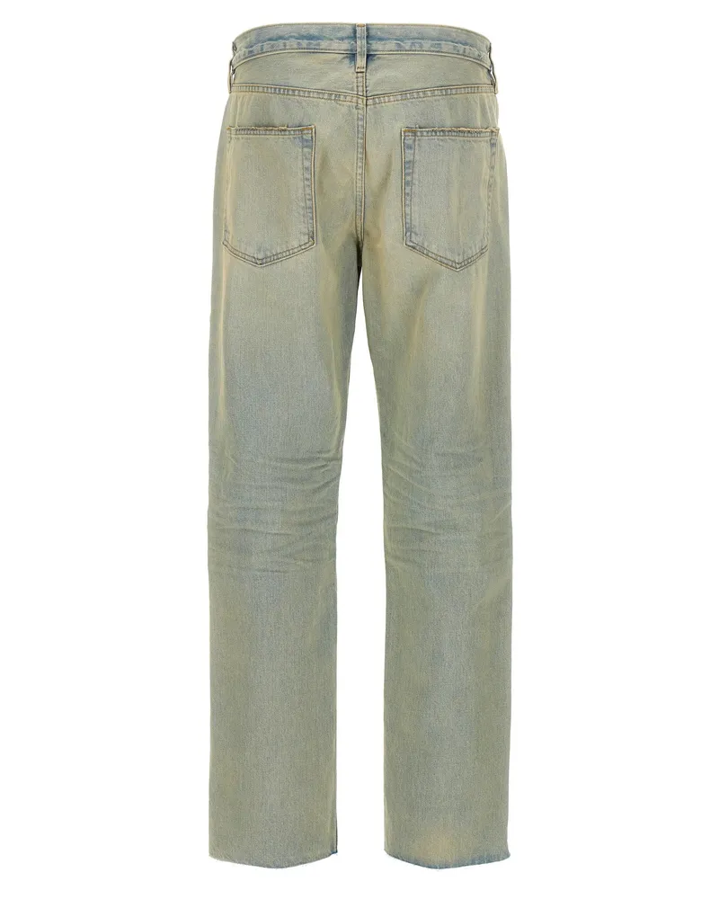 Fear of God Distressed Cotton Denim Jeans — Light Blue Light