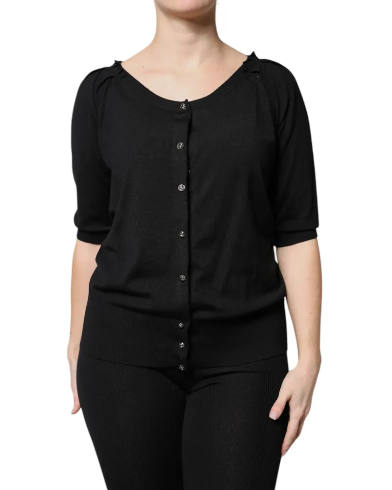 Dolce & Gabbana Virgin Wool Button-Down Blouse — Black Black