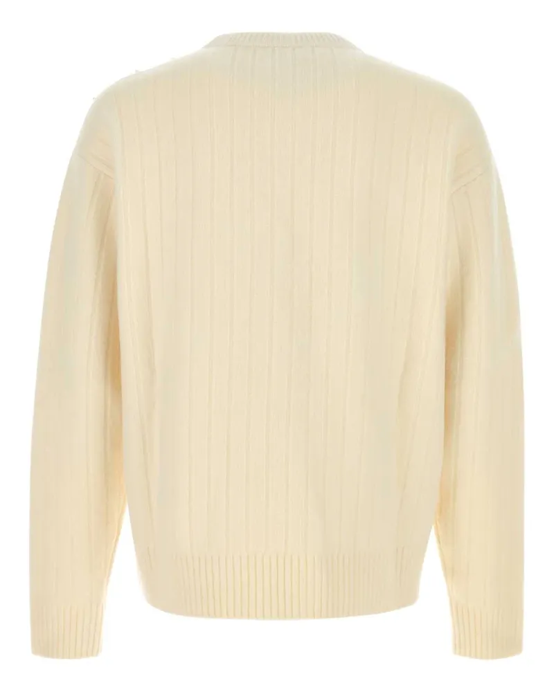 Gucci Men's Ivory Wool Blend Sweater Whitemix Maglieria White