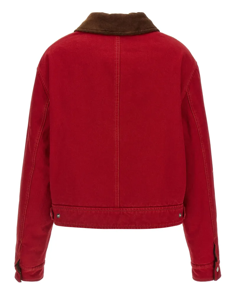 AMI Paris Cotton Twill Biker Jacket — Red Red