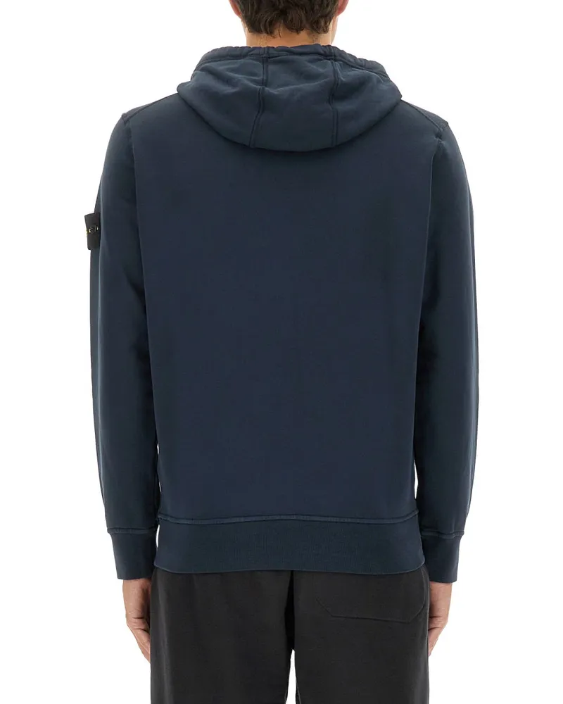 Stone Island Logo Cotton Sweatshirt — Blue Blue