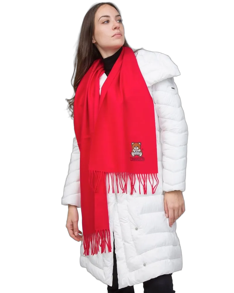 Moschino Women's Scarf Red Lambswool Accessories Red