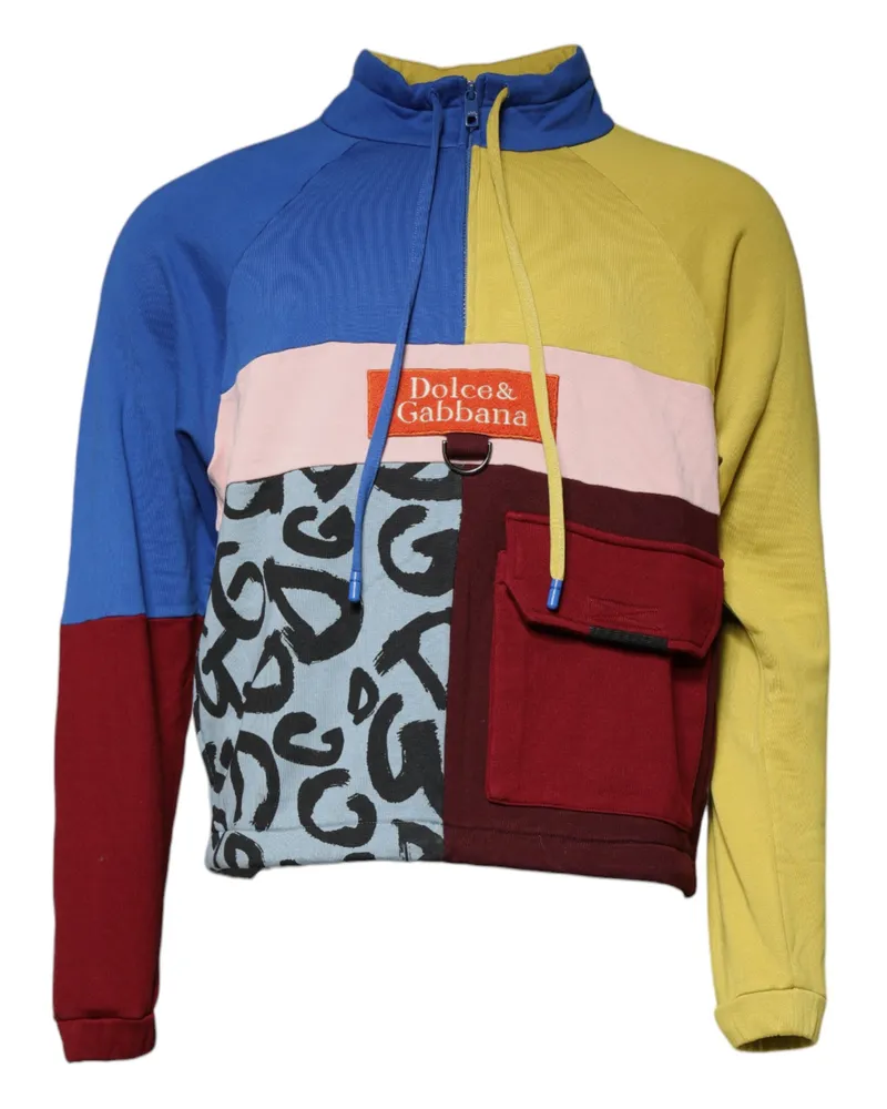 Dolce & Gabbana Multicolor Patchwork Men Sweatshirt Sweater Cotton Polyester Clothing Multicolor