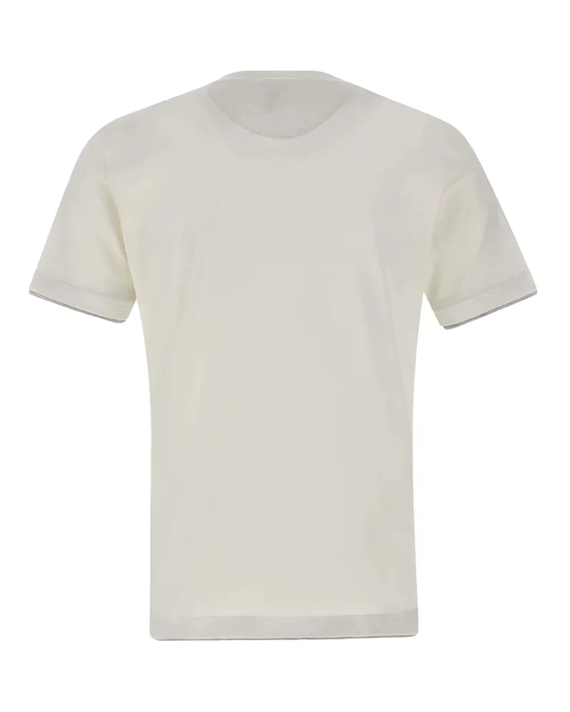 Eleventy Men's T-Shirt Giza Cotton White-Light Grey Melange T-Shirts White/light And Polos White