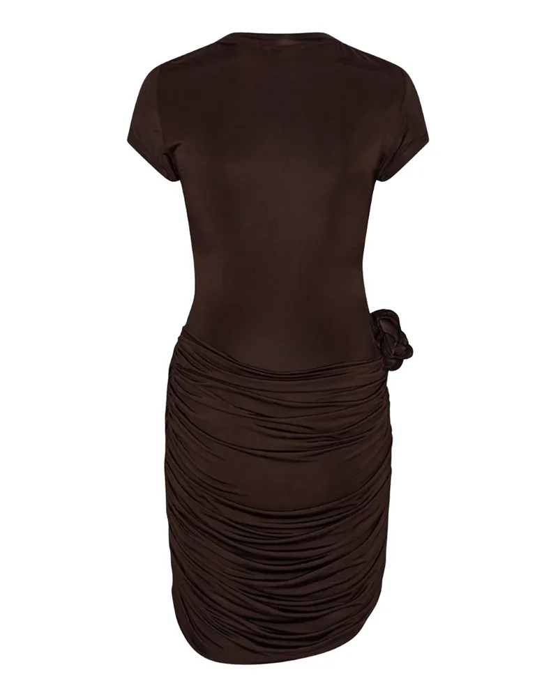 ROTATE Birger Christensen Women's Mini Dress Draped Chicory Coffee No Lining; Viscose Evening Suits Brown