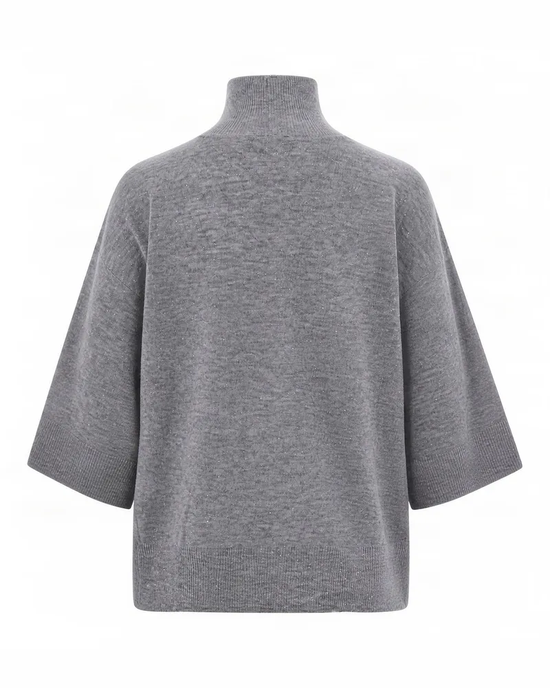 Fabiana Filippi Oversized Wool Turtleneck Sweater — Gray Gray