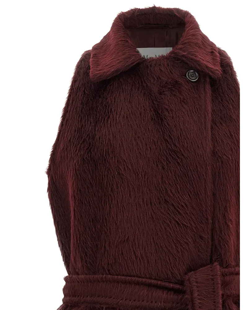 Max Mara Long-Haired Alpaca and Virgin Wool Coat — Bordeaux Bordeaux