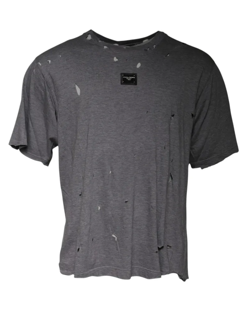 Dolce & Gabbana Men's Gray Logo Crew Neck Short Sleeves T-Shirt Cotton Gray