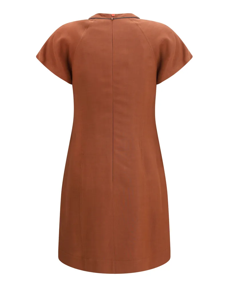 Brunello Cucinelli Monili Chain-Detailed Midi Dress — Orange Orange