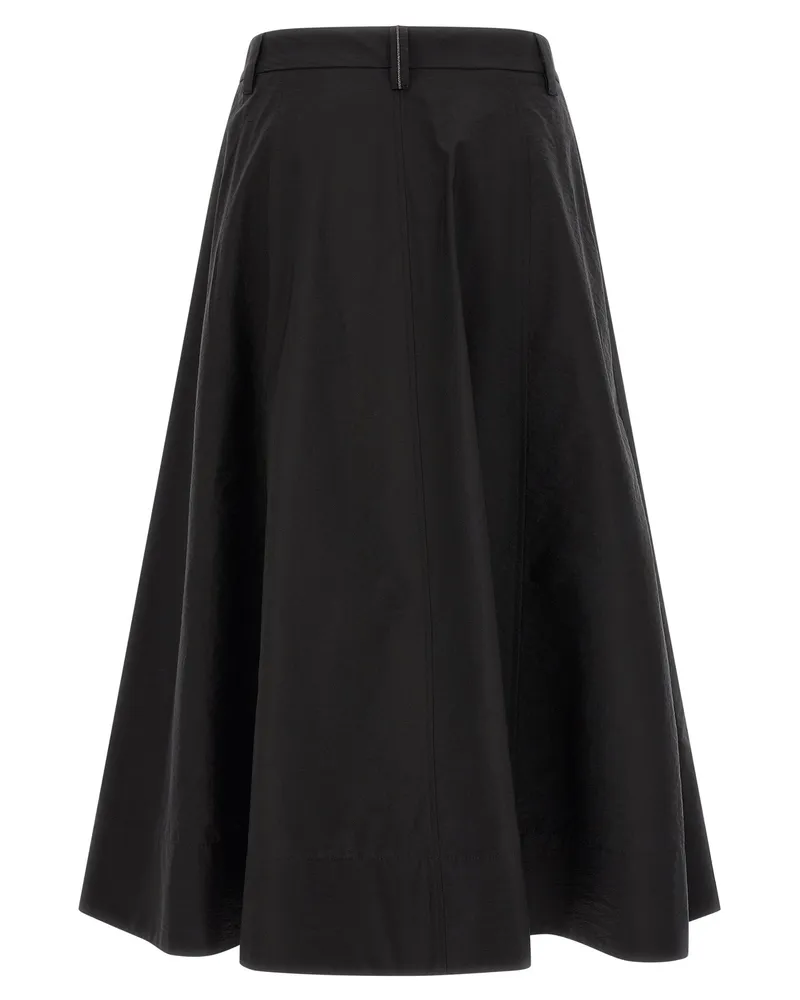 Brunello Cucinelli Women's Black Cotton Midi Skirt Black