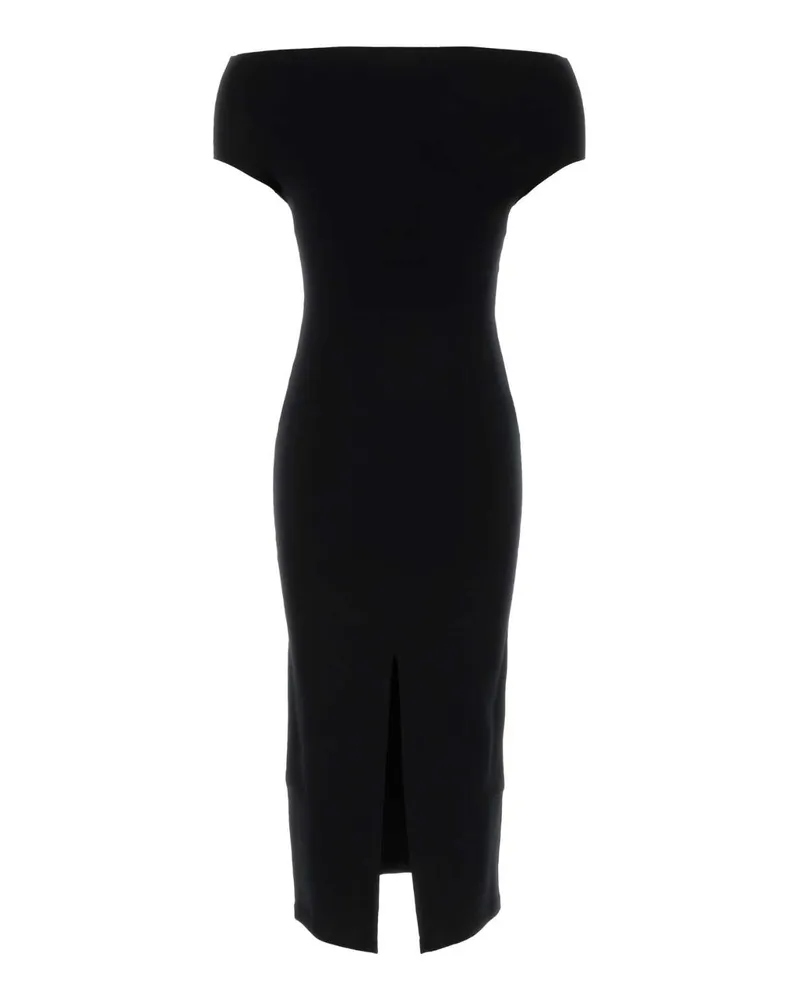 Alberta Ferretti Off-Shoulder Viscose Nylon Dress — Black Black