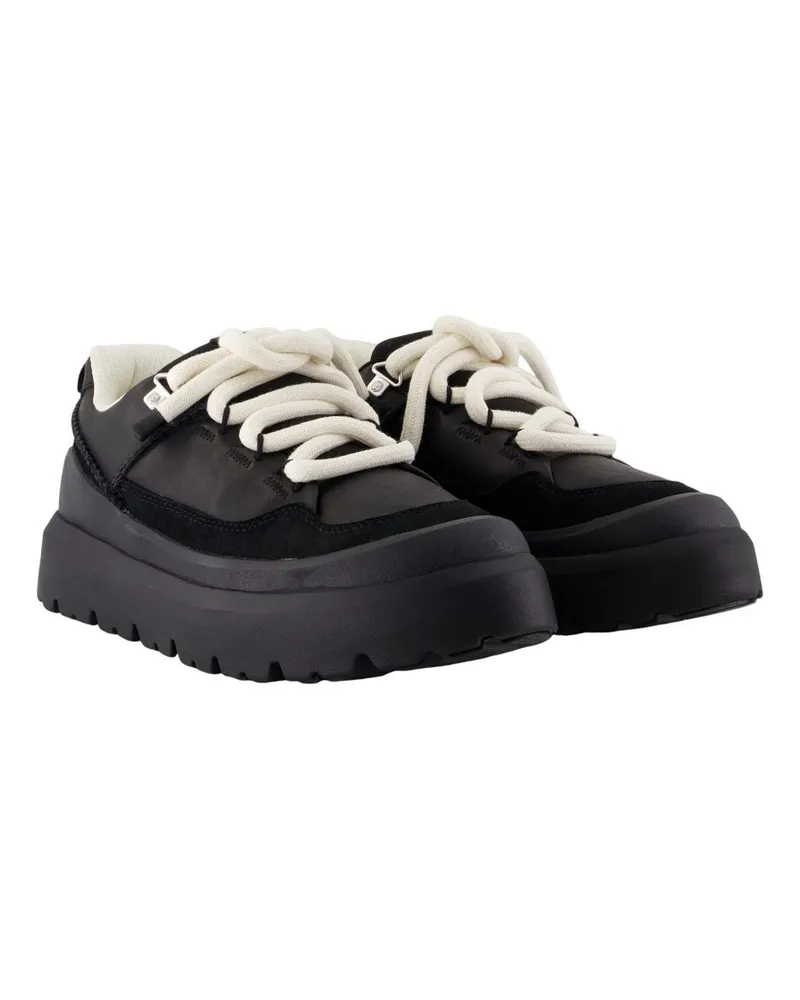 UGG Men's Heritage Utility Sneakers -  Leather Black Lambskin Shoes Black