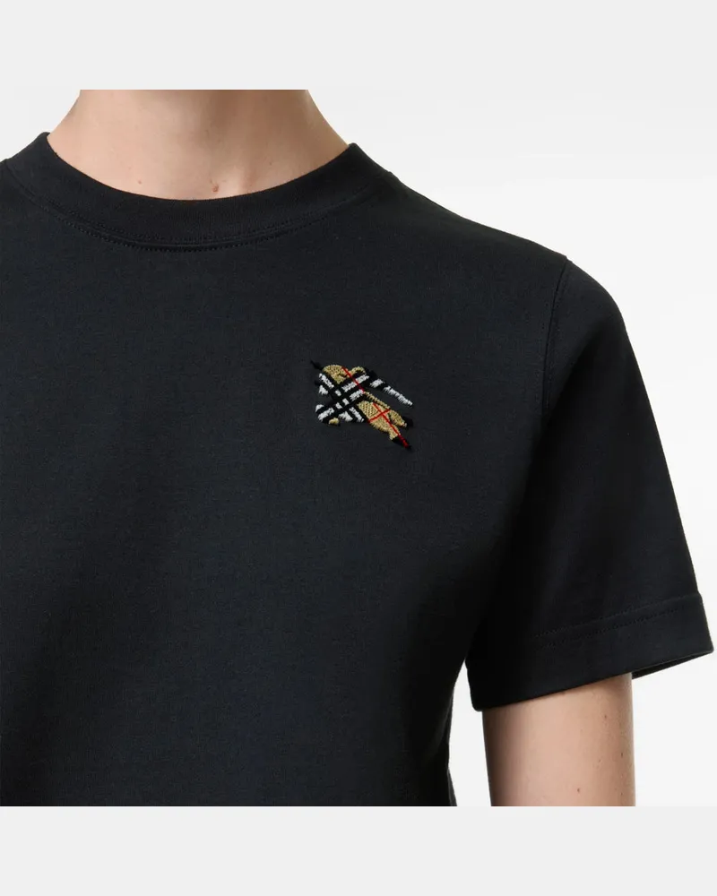 Burberry Logo-Embroidered T-Shirt — Black Black