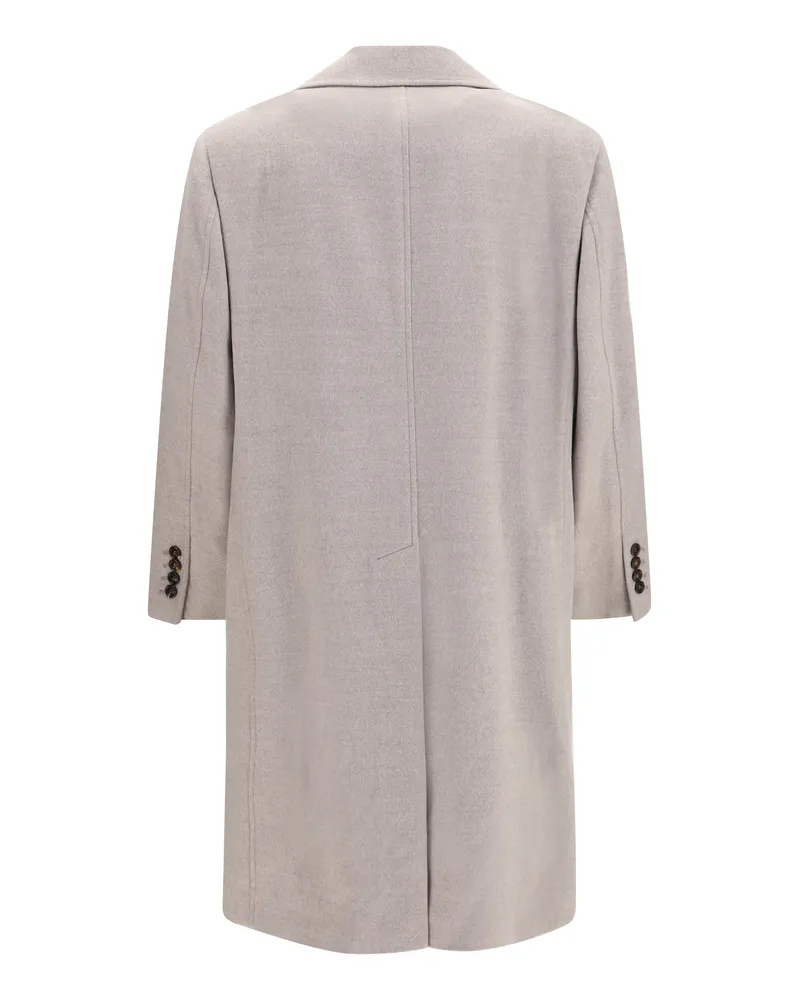 Brunello Cucinelli Men's Virgin Wool Coat Roccia+rubino Fleece Ovis Aries Roccia+rubino