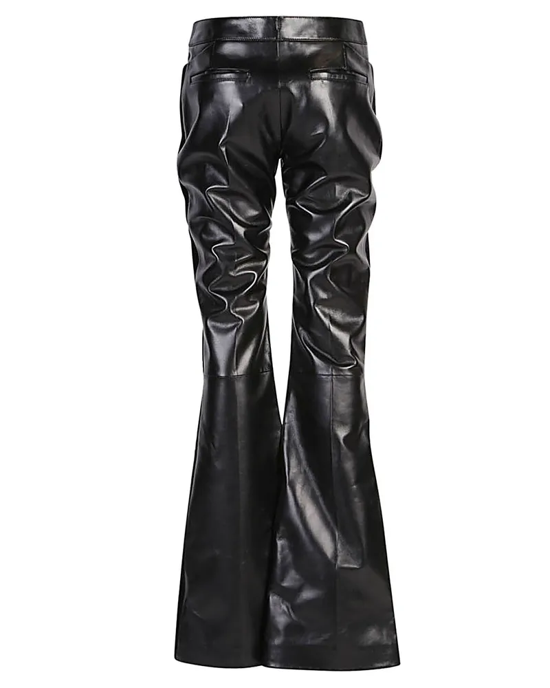 Tom Ford Flared Leather Trousers — Black Black