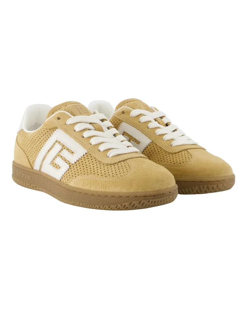 Balmain Women's Swan Sneaker Beige Calfskin Beige