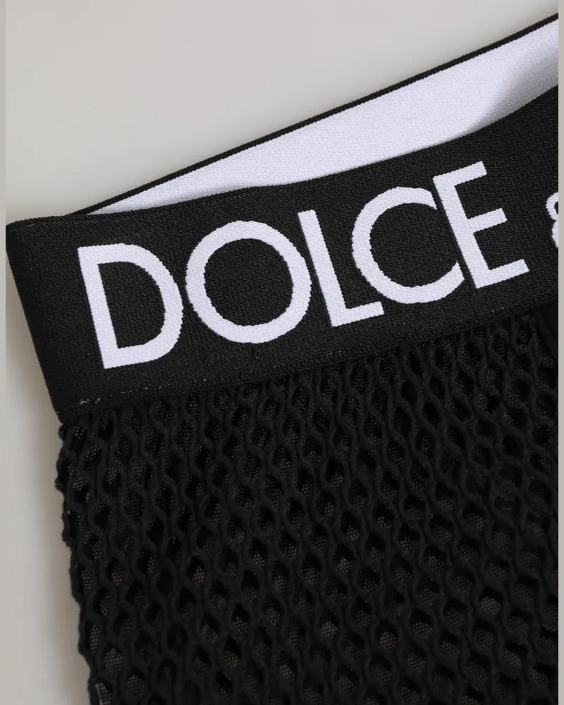 Dolce & Gabbana Women Black Cotton Logo Shorts Midi Trouser Underwear Elastane Black