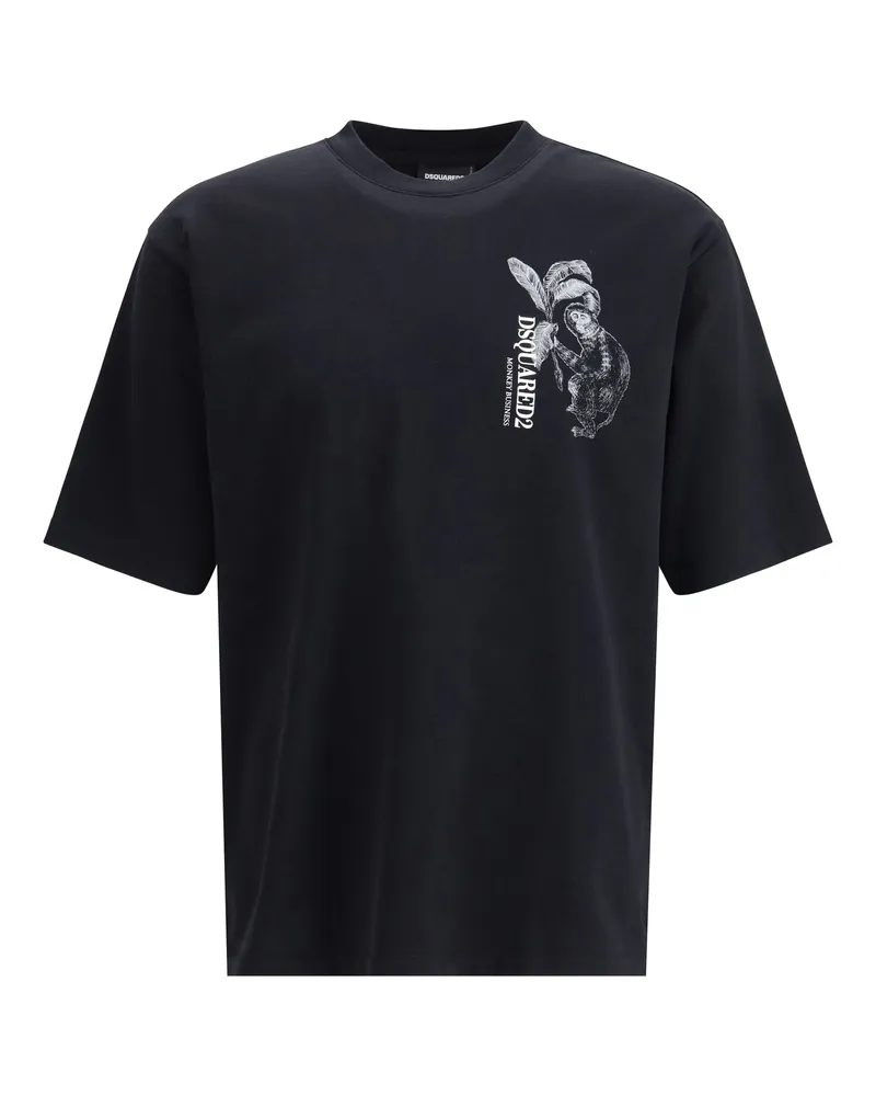 Dsquared2 Monkey Graphic Cotton T-Shirt — Black Black