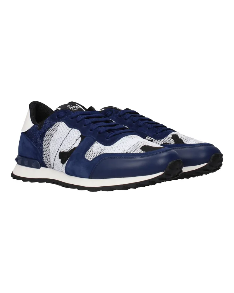 Valentino Garavani Men's Gray Fabric Athletic Sneakers Navy