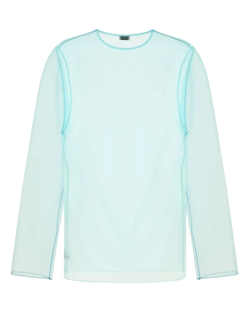 Dries van Noten Men's Light Blue Organza Camille Top Turquoise Exterior: Polyester Camicie Shirt Turquoise