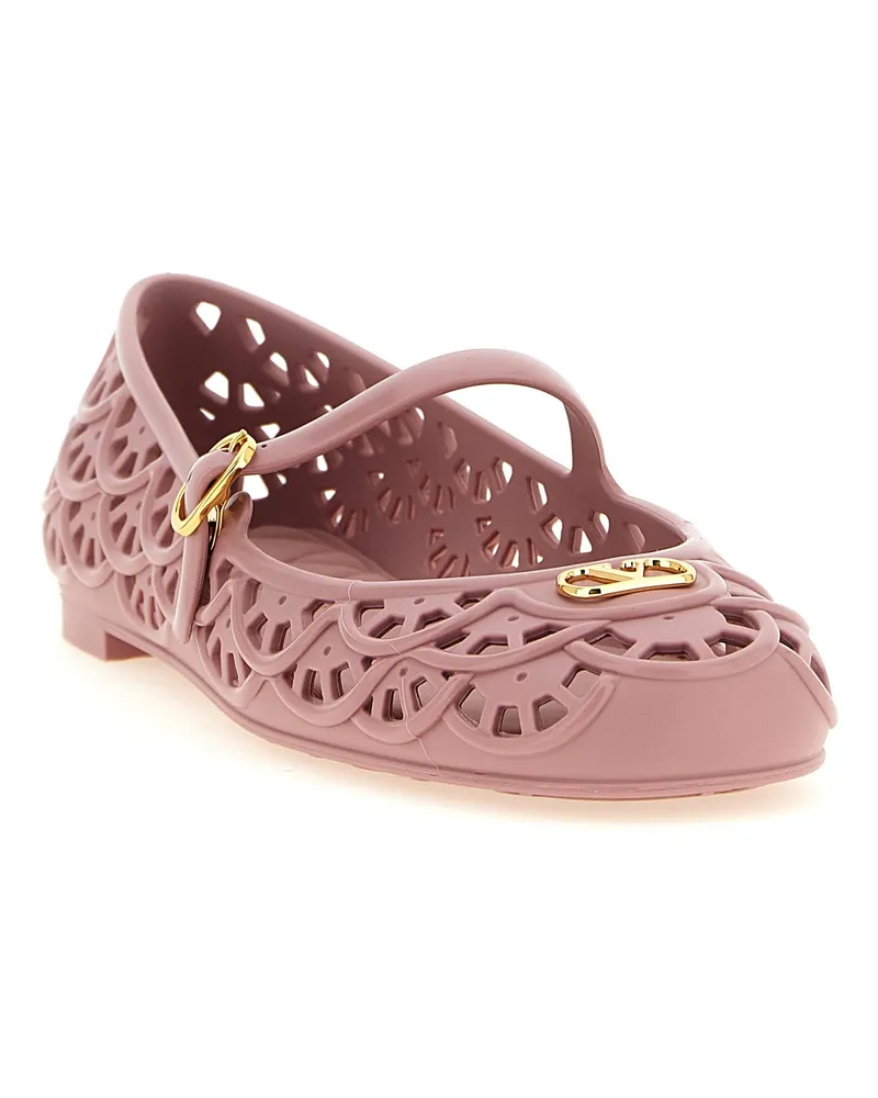Valentino Garavani Ondette Ballet Flats — Pink Powder
