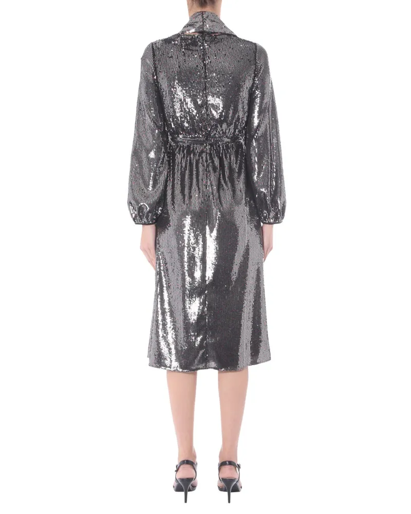 N° 21 V-Neck with Removable Scarf Dress — Silver Silver