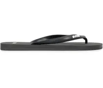 Rubber with Contrasting Logo Flip-Flops — Black