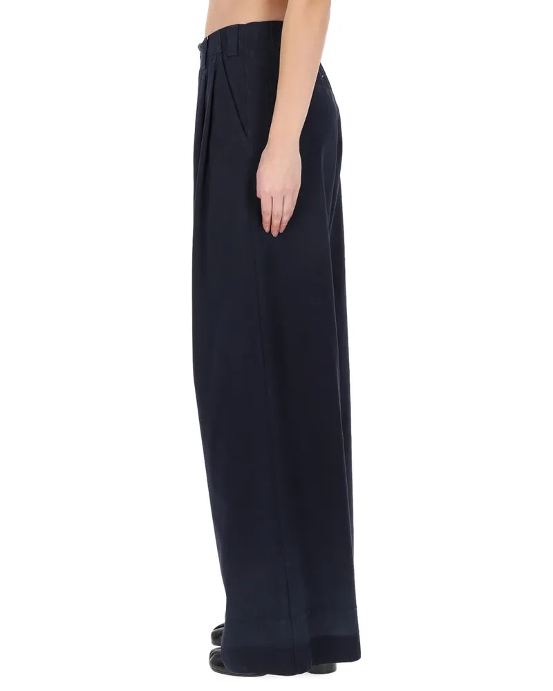 Maison Margiela Wide-Leg Cotton-Blend Chino Pants — Blue Blue