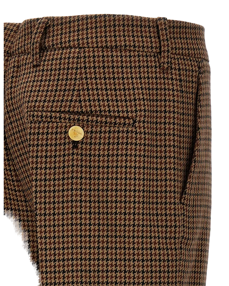Prada Women's Brown Virgin Wool Casual Pants Brown